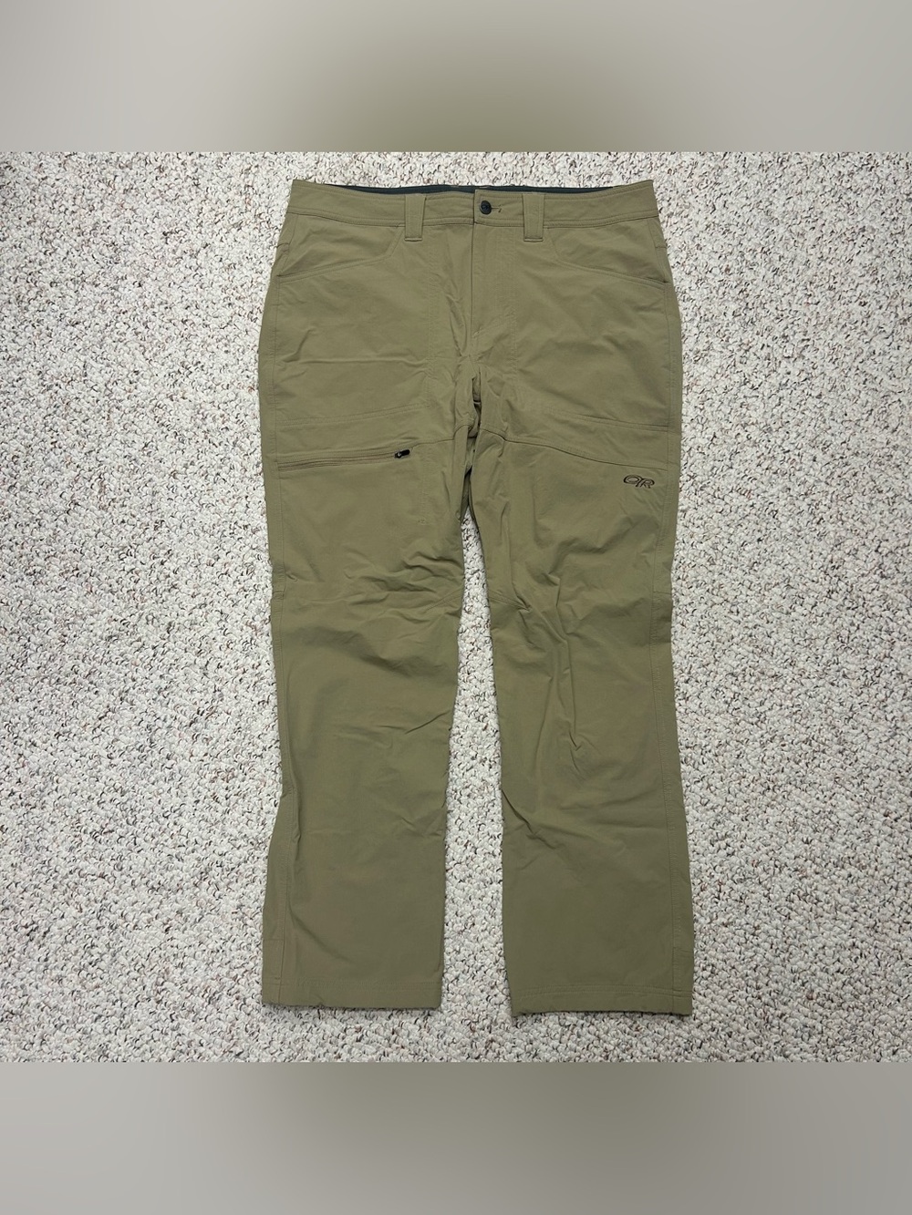 Outdoor Research Voodoo Pants Sz36 Tan Softshell Hiking Stretch Zip Pocket